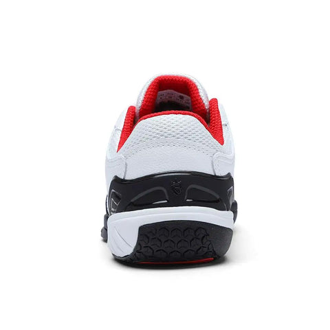 Back view of Durable Fencing Kicks For Men And Women With Breathable KPU Upper, Lightweight Rubber Torsion Sneakers, Black Red, Size 9.5