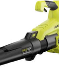Cordless Yard Leaf Blower Powered By Brushless Motor Blasting Sweet 110 Mph Gusts For Fast Driveway Cleanup And Deck Prep Loaded Up With Compatible Battery And Wall Charger Damn Good Heavy Duty Performance, featuring yellow body and black nozzle.