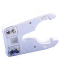 Top Shelf 10 Pack ISO30 CNC Tool Holder Clamps With Rock Solid Quick Swap Grip For Automatic Tool Changers And Heavy Duty Woodworking Router Builds That Crush Like Beast Mode, close-up view of a white collet clamp.