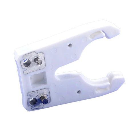 Top Shelf 10 Pack ISO30 CNC Tool Holder Clamps With Rock Solid Quick Swap Grip For Automatic Tool Changers And Heavy Duty Woodworking Router Builds That Crush Like Beast Mode, close-up view of a white collet clamp.