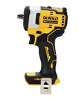 20V Max Cordless Impact Wrench With 3/8 Inch Drive, Hog Ring Anvil, Tool Only, Powers Through Fasteners With 250 Ft-Lbs Tightening And 400 Ft-Lbs Breakaway, Bright LED Ring For Dark Jobs. Front view of the tool with LED light and grip handle.