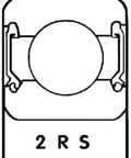 Diagram of 6203 2RSH Radial Deep Groove Ball Bearing with dual seals, 17 mm bore, 40 mm outer diameter, 12 mm width, bearing steel.