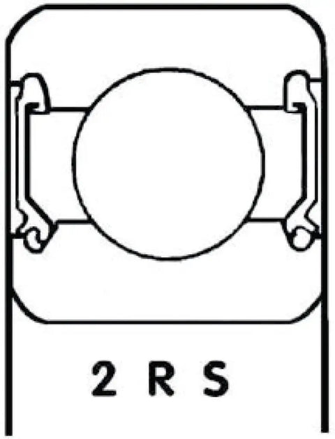 Diagram of 6203 2RSH Radial Deep Groove Ball Bearing with dual seals, 17 mm bore, 40 mm outer diameter, 12 mm width, bearing steel.