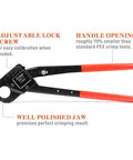 Angled Head PEX Crimp Tool For 1 Inch Copper Crimp Rings With Go No Go Gauge Compatible With ASTM F1807 PEX Plumbing Works