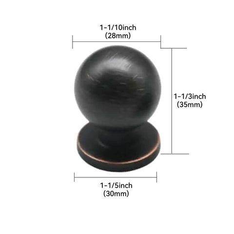 10 Pack 1-1/8 Inch Oil Rubbed Bronze Cabinet Knobs, Solid Zinc Alloy Drawer Pulls And Door Knobs for cabinets and dressers, side view