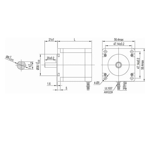 Technical drawing of Nema 23 57 stepper motor for Precision Manual Linear Shaft Actuator Table Kit With Nema 23 57 Stepper Motor Built Rock Solid For Science Labs And Engineering Builds Featuring Dead Simple Installation And Pro Grade Reliability Daily.