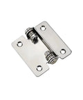 Stainless steel 180-degree torque-damping hinge with free-rotating pivot and two mounting plates (1 pc)