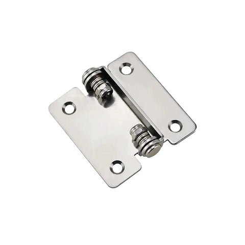 Stainless steel 180-degree torque-damping hinge with free-rotating pivot and two mounting plates (1 pc)