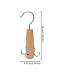 Heavy Duty Solid Wood Storage Hanger With Multiple Hooks, 19 cm tall, wood and metal, ideal for organizing closets.