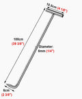Heavy Duty Stainless Steel Manhole Hook For Lifting Storm Drain And Septic Tank Covers With Rust Resistant Build And Ergonomic Handle, dimensions shown.