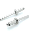 100 Pack Aluminum Blind Rivets For Easy DIY Fixes, Diameter Three Sixteenth Inch, Grip One Quarter Inch, close-up view