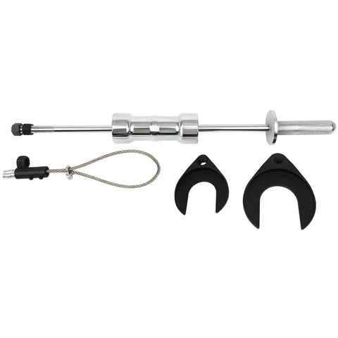 Heavy Duty Slide Hammer Puller Set Snug Fork Attachments For Fwd Half Shaft with steel rod and two forks for CV joint extraction.