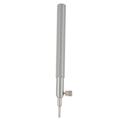 Watch Crown Remover Tool With 6 Replacement Heads, Alloy Steel Pro Grade Crown Tube Extractor photographed from side