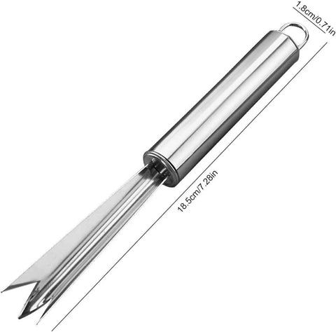 Double Pack Stainless Steel Pineapple Eye Peeler Remover Tool With V Shaped Blade For Easy Eye Removal, side view.