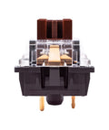 Brown 3 Pin Tactile Mechanical Keyboard Switches 20 Pack Budget Friendly Replacement For Cherry MX Gateron Compatible Keyboards With 55g Tactile Force No Loud Click Ideal For Redragon And MX Standard Boards, close-up transparent housing