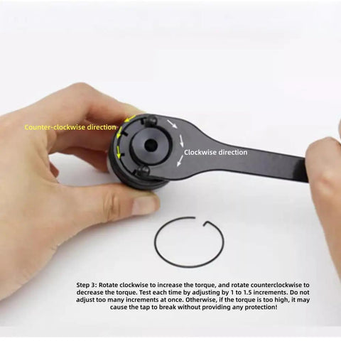 Heavy Duty Cjylfmz Flexible Tap Chuck Wrench GT12 Chuck Adjuster showing clockwise and counter-clockwise rotation directions.