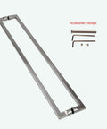 24 Inch Double Sided Push Pull Door Handle In Brushed Stainless Steel For Sliding Barn Doors Easy Install For Wood Or Glass Doors Slick Modern Minimalist Hardware With 24 Inch Center To Center Spacing And 8 To 12 Millimeter Glass Thickness, accessories included
