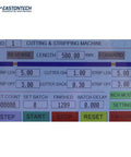 Control panel of Automatic Cable Wire Cutting Stripping Machine High Speed Computerized Wire Processor showing settings.