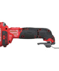 Powerful 20V Cordless Oscillating Tool Kit With 2.8 Degree Oscillation Angle, side view of tool showcasing battery and blade