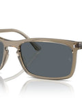 Rectangular Sunglasses RB4435 with transparent brown frame, keyhole bridge, blue lenses, 56 mm, 100% UV protection, street look