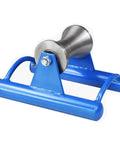 Heavy-Duty Steel Cable Pulley With Feeding Sheave For Large-Scale Laying, featuring blue steel frame and silver roller.