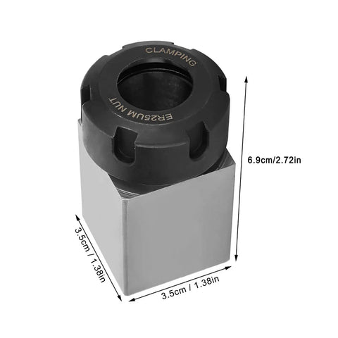 Rock Solid Square Collet Chuck Block Holder For ER 25 Size Fits CNC Lathe And Engraving Machines With Through Hole Design