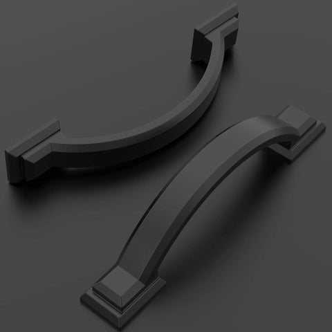 10 Pack Matte Black Cabinet Pulls, 3 Inch 76mm Hole Centers, Arch Style Handles For Kitchen Cabinets, Bathrooms, Dresser And Drawer Furniture