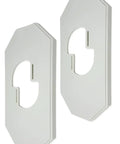 Mega Siding Plate Cover White PVC 13.5 By 7.12 Inches For Octagonal Vinyl Siding Block With Built In Electrical Box Two Pack Easy Mount Exterior Upgrade For Coach Light Or Entryway, front view