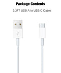 Car USB A To USB C Charging Cable For iPhone 17 16 15 Series And iPad, one meter length, white, durable fast sync cord.