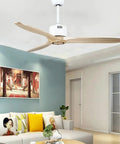 52 Inch Slick Ceiling Fan With Heavy Duty Solid Wood Blades And Silent Remote Control Smooth Airflow Top Tier Cooling For Your Summer Chill Vibe in a modern living room.
