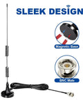 Wide Range Police Scanner Antenna With Magnetic Base For 20 To 1300 MHz Ham Radio VHF UHF Two Way Radios BNC Male Connector