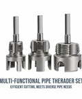 Upgraded 4 In 1 Plastic Pvc Water Pipe Threading Die Set With Internal External Thread Cutter For 1/2 3/4 And 1 Inch Pipes, showing three cutters.