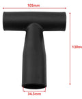 Ergonomic T Shaped Spade Handle Replacement Grip Fits 35mm Inner Diameter Plastic Shovel Handle For Standard Garden Spades Rakes And Forks Black Durable Easy Grip Tool Accessory shown with measurements 105mm by 130mm by 34.5mm