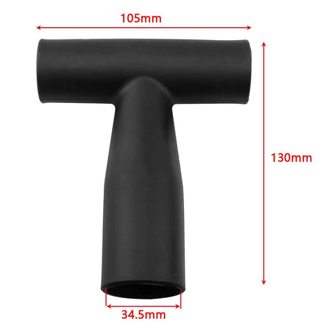 Ergonomic T Shaped Spade Handle Replacement Grip Fits 35mm Inner Diameter Plastic Shovel Handle For Standard Garden Spades Rakes And Forks Black Durable Easy Grip Tool Accessory shown with measurements 105mm by 130mm by 34.5mm