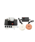 Mini Bench Grinder 96W, 7 Speed Adjustable Electric Tool With 3000 To 6000 Rpm Range Forward Reverse Switch And Smooth Operator Design components including motor and polishing wheels.