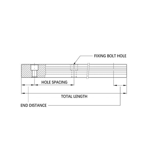 Technical drawing of Top Notch High Precision Linear Guide Rail Kit With 300mm HGR20 CNC Router Guides dimensions and features.