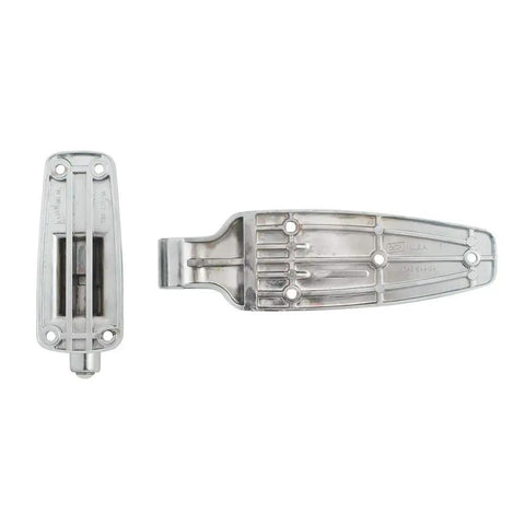 Spring Assisted Flush Mount Door Hinge for Beefy Walk In Doors, High Lift Cam System With Cam Rise Action, shown open