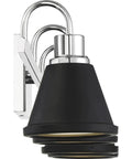Bette LED Vanity Light Four Light Fixture With Sleek Polished Nickel Finish And Matte Black Shade For Dope Modern Bathrooms
