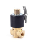 12V DC Brass Electric Solenoid Valve Normally Open 1/4 Inch NPT For Water Air Diesel 2 way Go-To Valve shown in side view