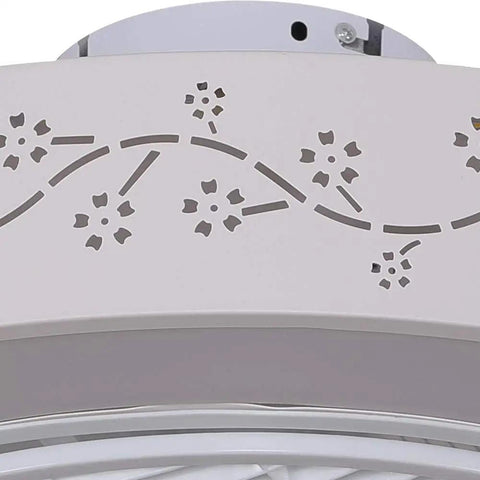 Close-up of Low Profile Dimmable Ceiling Fan With Light Remote Control And Smart App Invisible Blade Design floral pattern