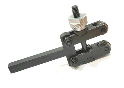 Clamp Type Knurling Tool With 3 To 25 Mm Capacity, 12 Mm Shank, Lathe Ready Knurl Cutter, shown with easy clamp knob.