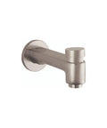 Side view of 3-Inch Tub Spout With Diverter In Brushed Nickel Modern Look Universal Retrofit For Easy Install Quick Bathroom Update
