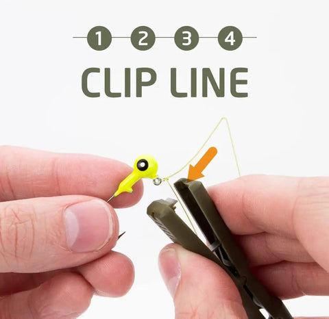 Using Fishing Knot Tying Tool With Line Threader And Eyelet Grip Jig Head And Hook Clipper Four Step No Fuss Grip Glide Tie Clip
