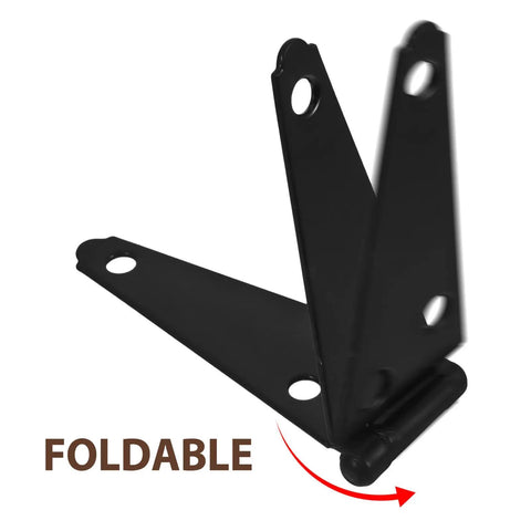 Heavy Duty Black Galvanized Iron Strap Hinges For Barn Doors And Fence Gates With Screws Outdoor Use Rugged Hardware Foldable