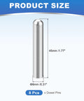 Eight 8mm By 45mm Dowel Pins In 304 Stainless Steel Round Head Shelves Support Pegs Locating Pins For Bookshelves And Cabinets Heavy Duty Durable Furniture Hardware Component Silver, 8mm x 45mm size chart