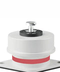 Industrial Damping Spring Shock Absorber Vibration Isolator Mount with red cushion for noise reduction on machinery workbenches.