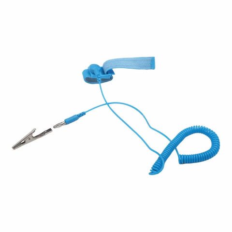 Anti Static Wrist Strap ESD Grounding Bracelet For Electronics Repair, Adjustable Conductive Fiber Band For PCB Handling, coiled cable view