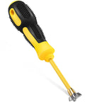4 In 1 Grout Removal Tool Scraper with Tungsten Carbide Head, durable alloy body, yellow and black handle for tile joints and caulk removal.