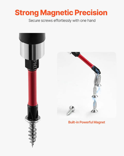 Dang Tough 101 Piece Screwdriver Bit Set Heavy Duty S2 Steel Magnetic bit with screws demonstrating strong magnetic precision.