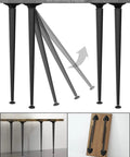 28 Inch Folding Table Legs Set Of 4 In Matte Black Beefy Heavy Duty Steel With Foldable Design And Adjustable Head For 0 Degree Collapse Or 90 Degree Upright Floor Protectors